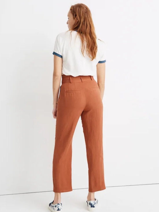 Madewell Rust High-Rise Paperbag Trousers with Tie Belt 10 - Picture 2 of 9